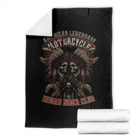 American Legendary Motorcycle Indian Biker Club Throw Blanket Vintage Native American Skull Chief - Wonder Print Shop
