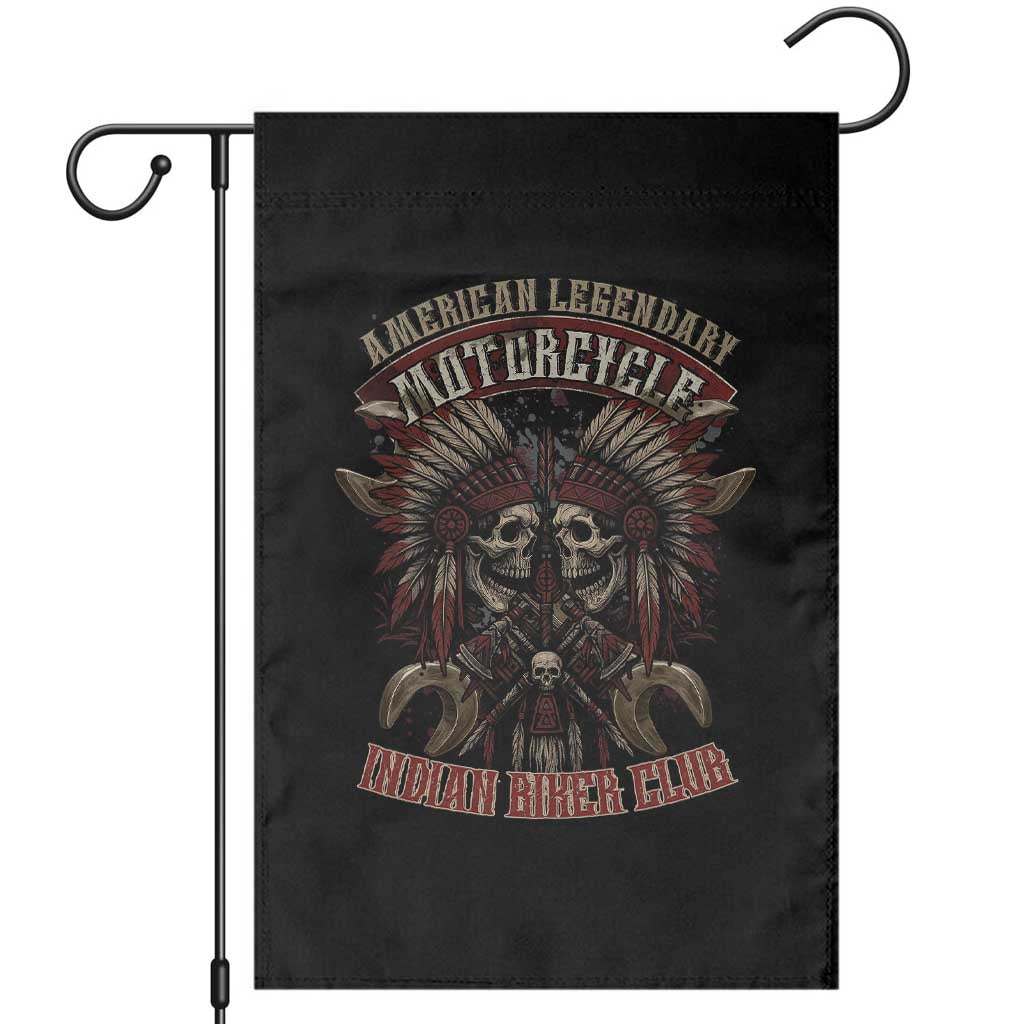 American Legendary Motorcycle Indian Biker Club Garden Flag Vintage Native American Skull Chief - Wonder Print Shop