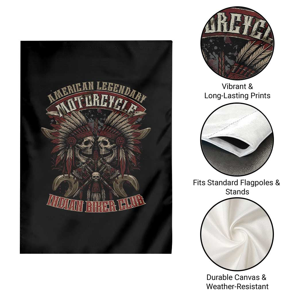 American Legendary Motorcycle Indian Biker Club Garden Flag Vintage Native American Skull Chief - Wonder Print Shop