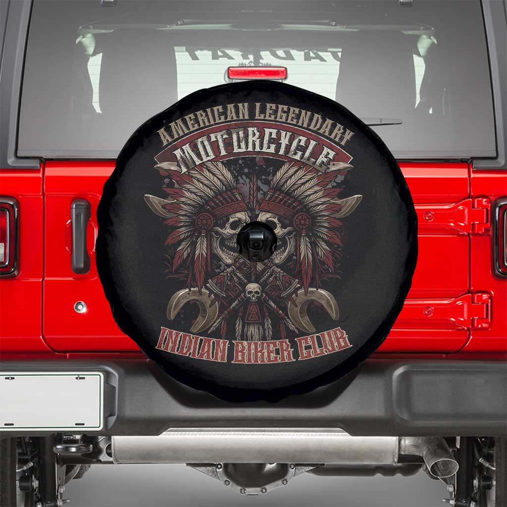 American Legendary Motorcycle Indian Biker Club Spare Tire Cover Vintage Native American Skull Chief - Wonder Print Shop