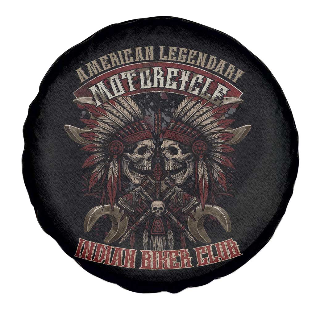 American Legendary Motorcycle Indian Biker Club Spare Tire Cover Vintage Native American Skull Chief - Wonder Print Shop