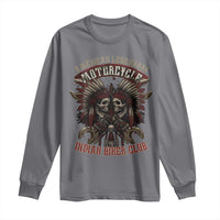 American Legendary Motorcycle Indian Biker Club Long Sleeve Shirt Vintage Native American Skull Chief - Wonder Print Shop