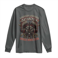 American Legendary Motorcycle Indian Biker Club Long Sleeve Shirt Vintage Native American Skull Chief - Wonder Print Shop