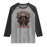 American Legendary Motorcycle Indian Biker Club Raglan Shirt Vintage Native American Skull Chief - Wonder Print Shop
