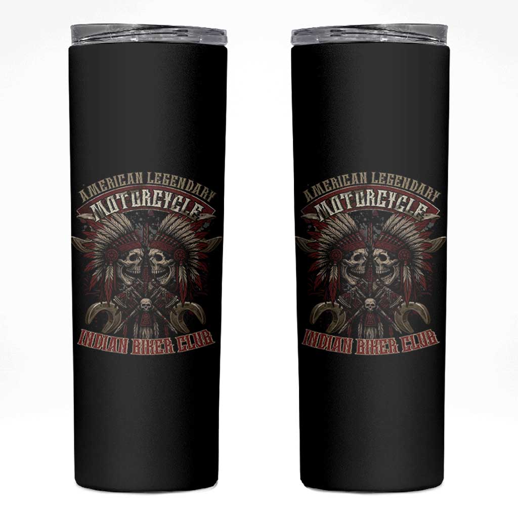 American Legendary Motorcycle Indian Biker Club Skinny Tumbler Vintage Native American Skull Chief - Wonder Print Shop