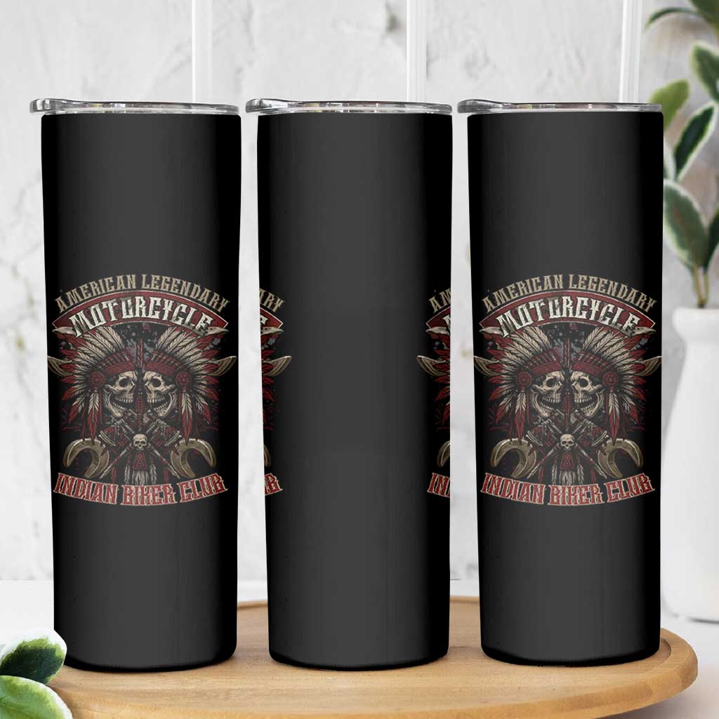 American Legendary Motorcycle Indian Biker Club Skinny Tumbler Vintage Native American Skull Chief - Wonder Print Shop