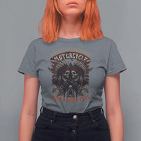 American Legendary Motorcycle Indian Biker Club T Shirt For Women Vintage Native American Skull Chief - Wonder Print Shop