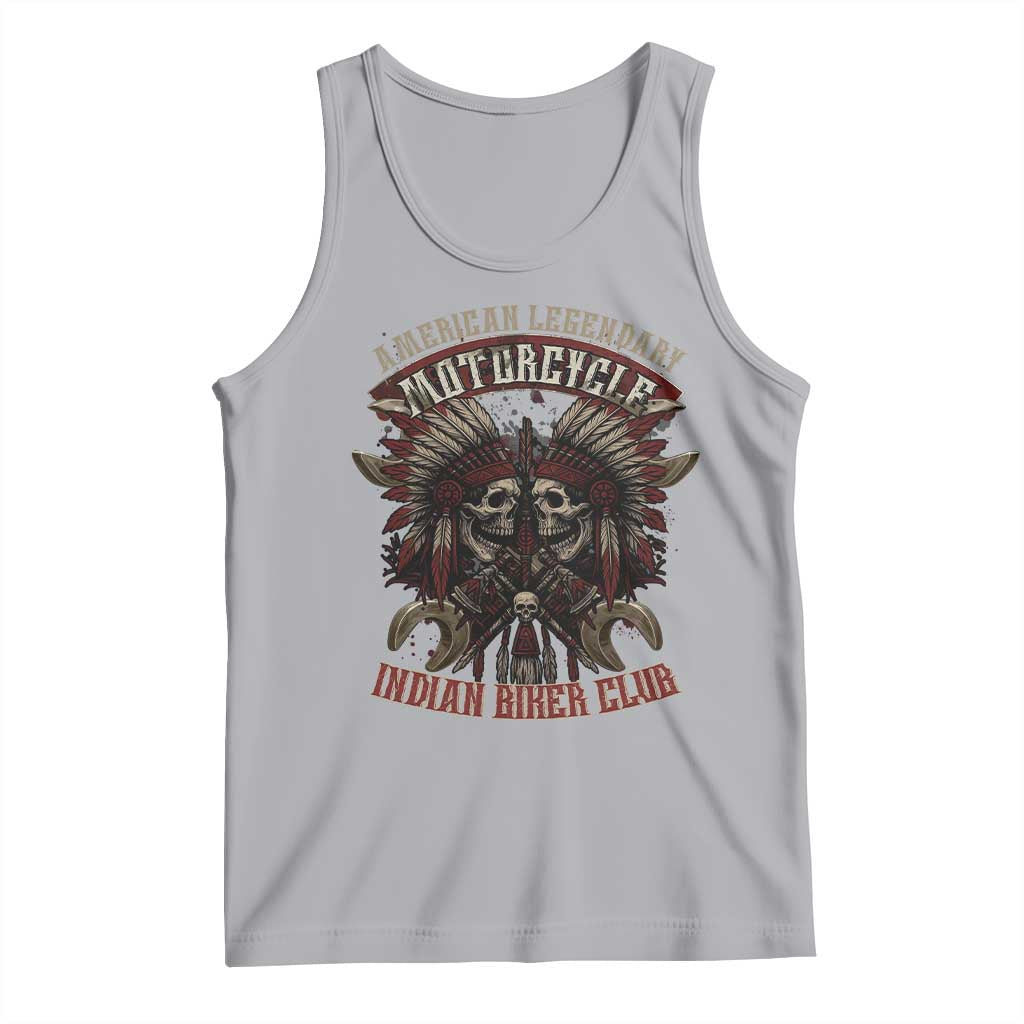 American Legendary Motorcycle Indian Biker Club Tank Top Vintage Native American Skull Chief - Wonder Print Shop