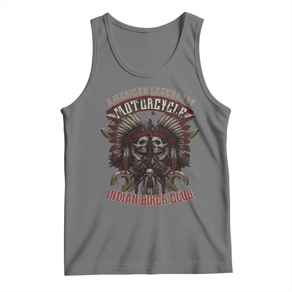 American Legendary Motorcycle Indian Biker Club Tank Top Vintage Native American Skull Chief - Wonder Print Shop