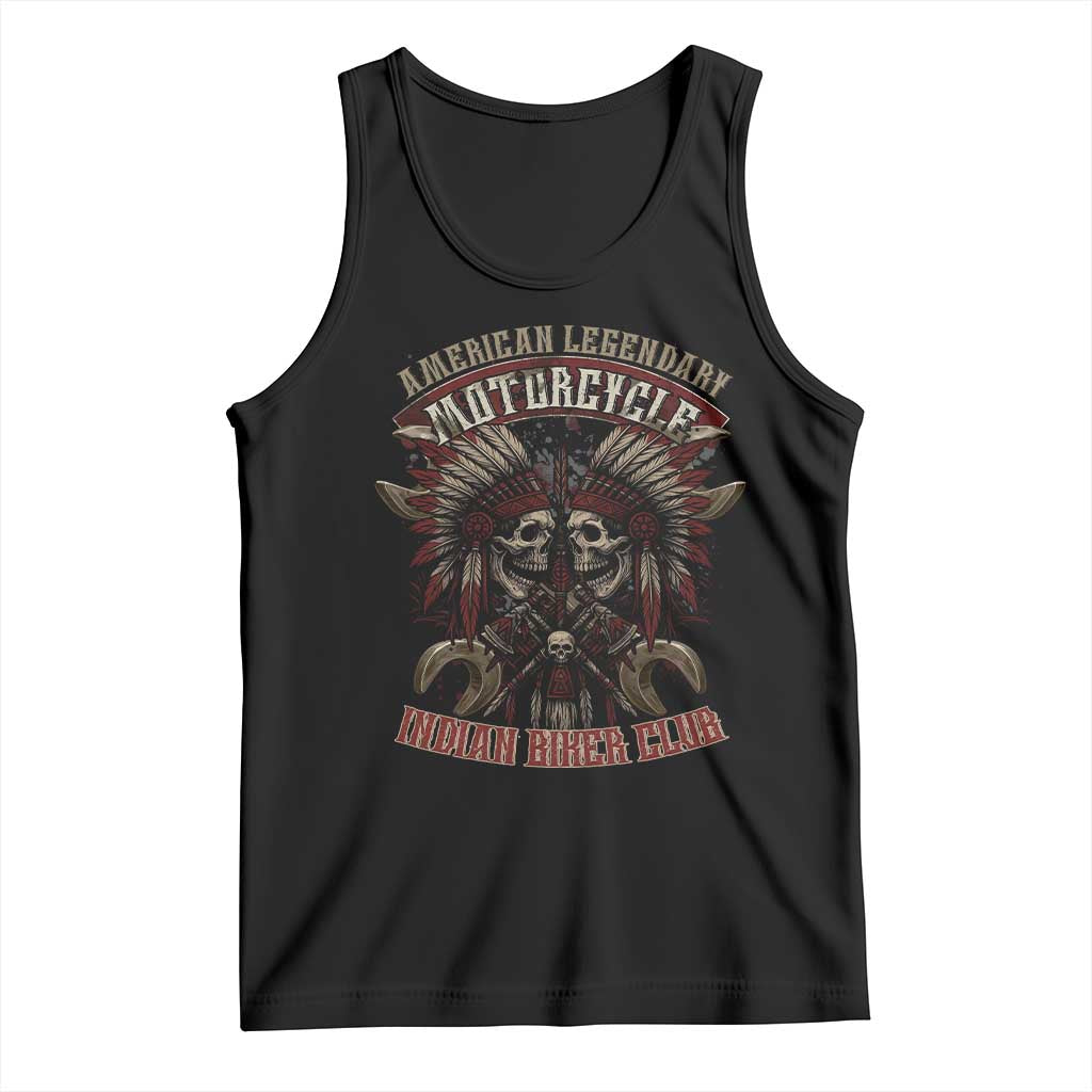 American Legendary Motorcycle Indian Biker Club Tank Top Vintage Native American Skull Chief - Wonder Print Shop