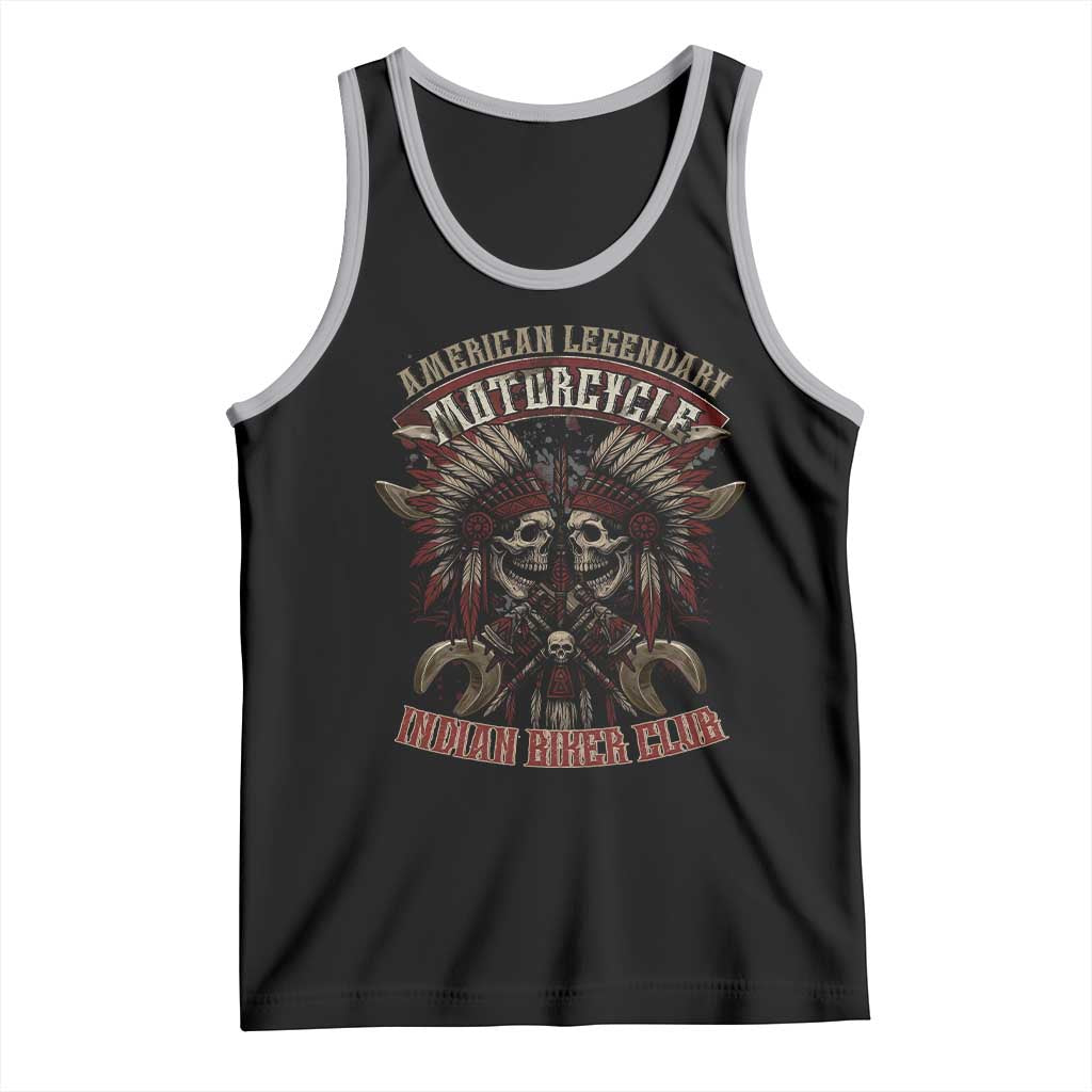 American Legendary Motorcycle Indian Biker Club Tank Top Vintage Native American Skull Chief - Wonder Print Shop