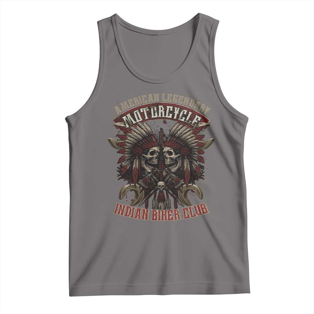 American Legendary Motorcycle Indian Biker Club Tank Top Vintage Native American Skull Chief - Wonder Print Shop