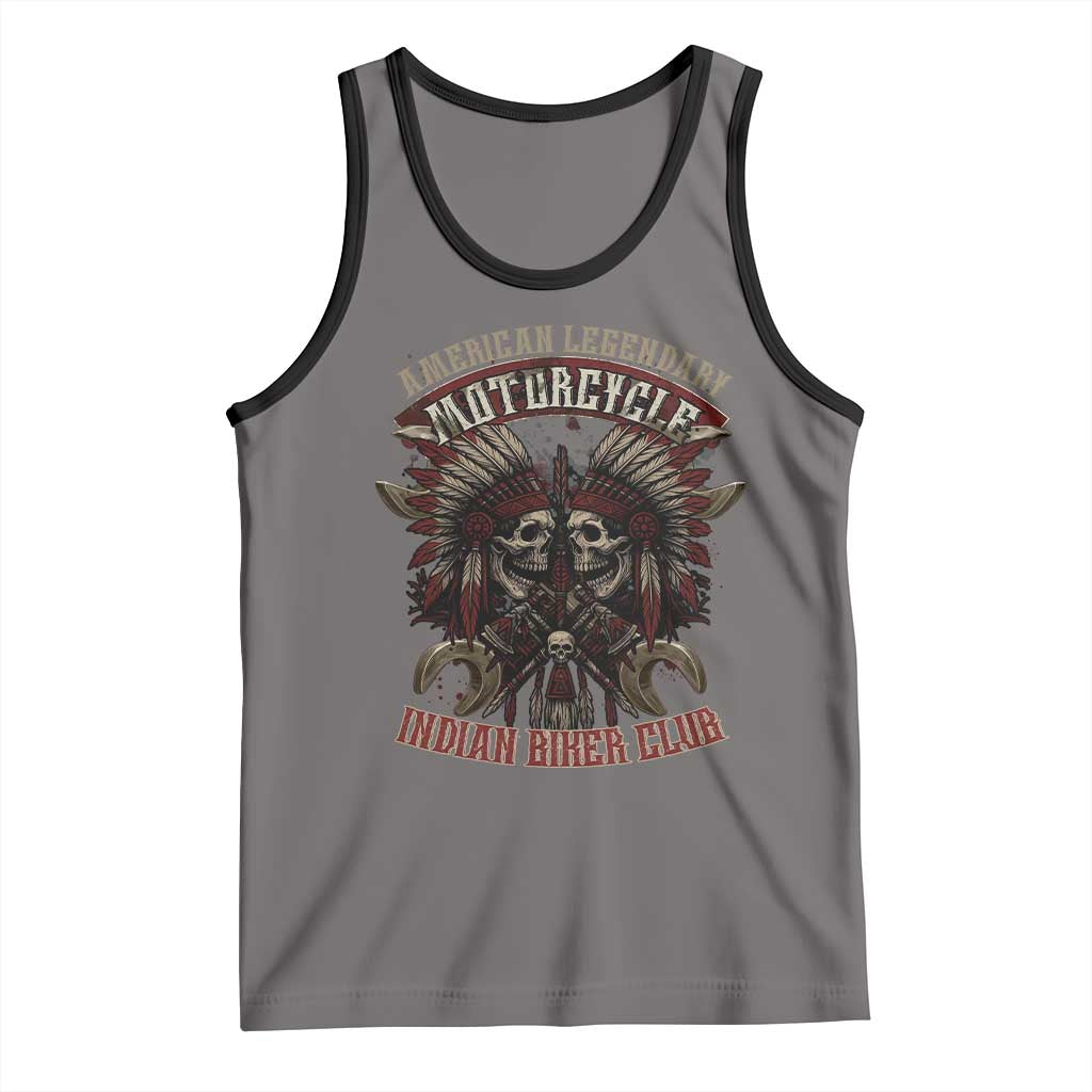 American Legendary Motorcycle Indian Biker Club Tank Top Vintage Native American Skull Chief - Wonder Print Shop