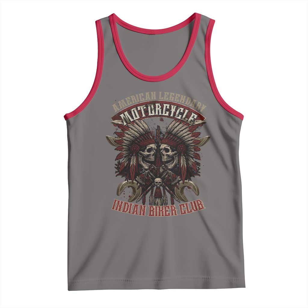 American Legendary Motorcycle Indian Biker Club Tank Top Vintage Native American Skull Chief - Wonder Print Shop