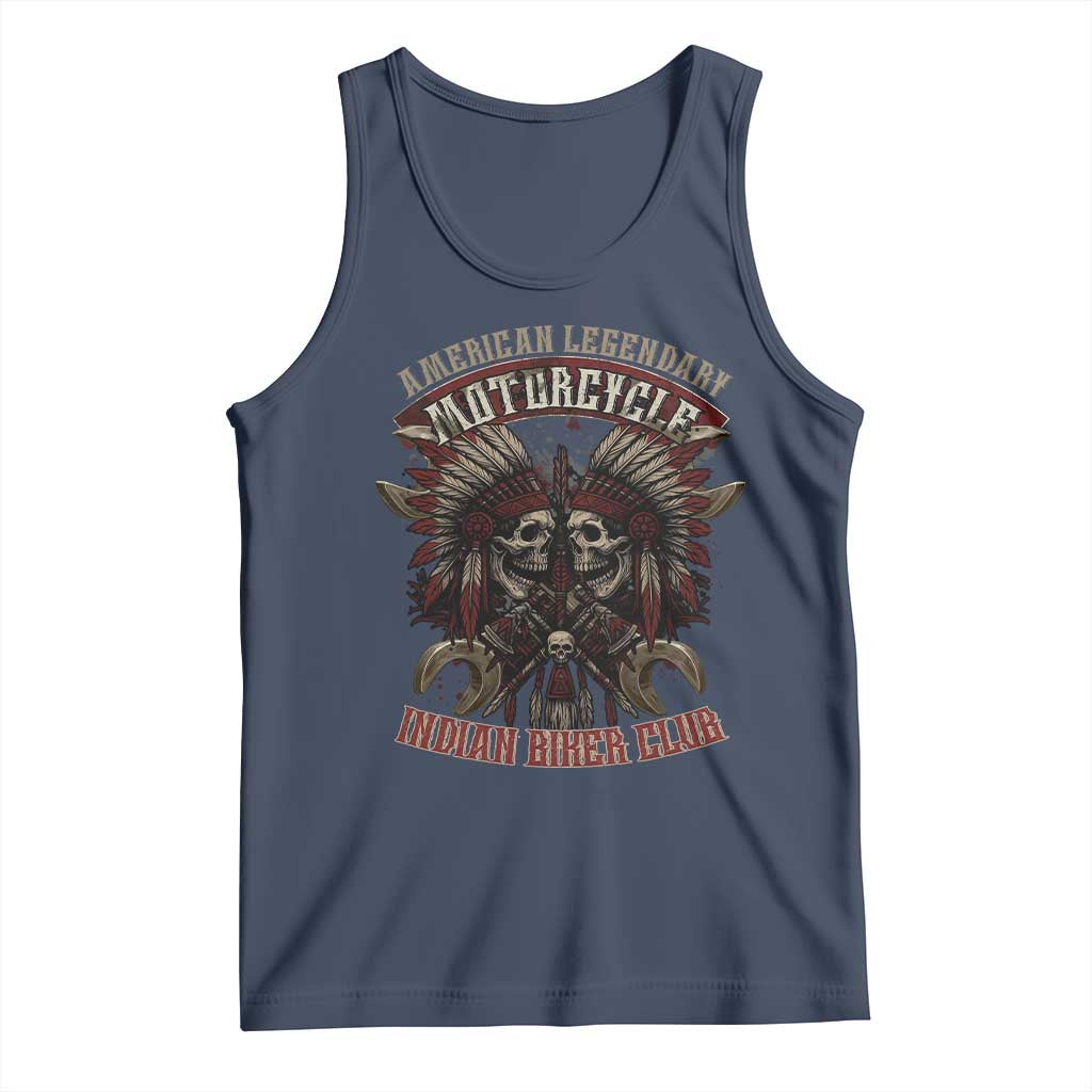 American Legendary Motorcycle Indian Biker Club Tank Top Vintage Native American Skull Chief - Wonder Print Shop