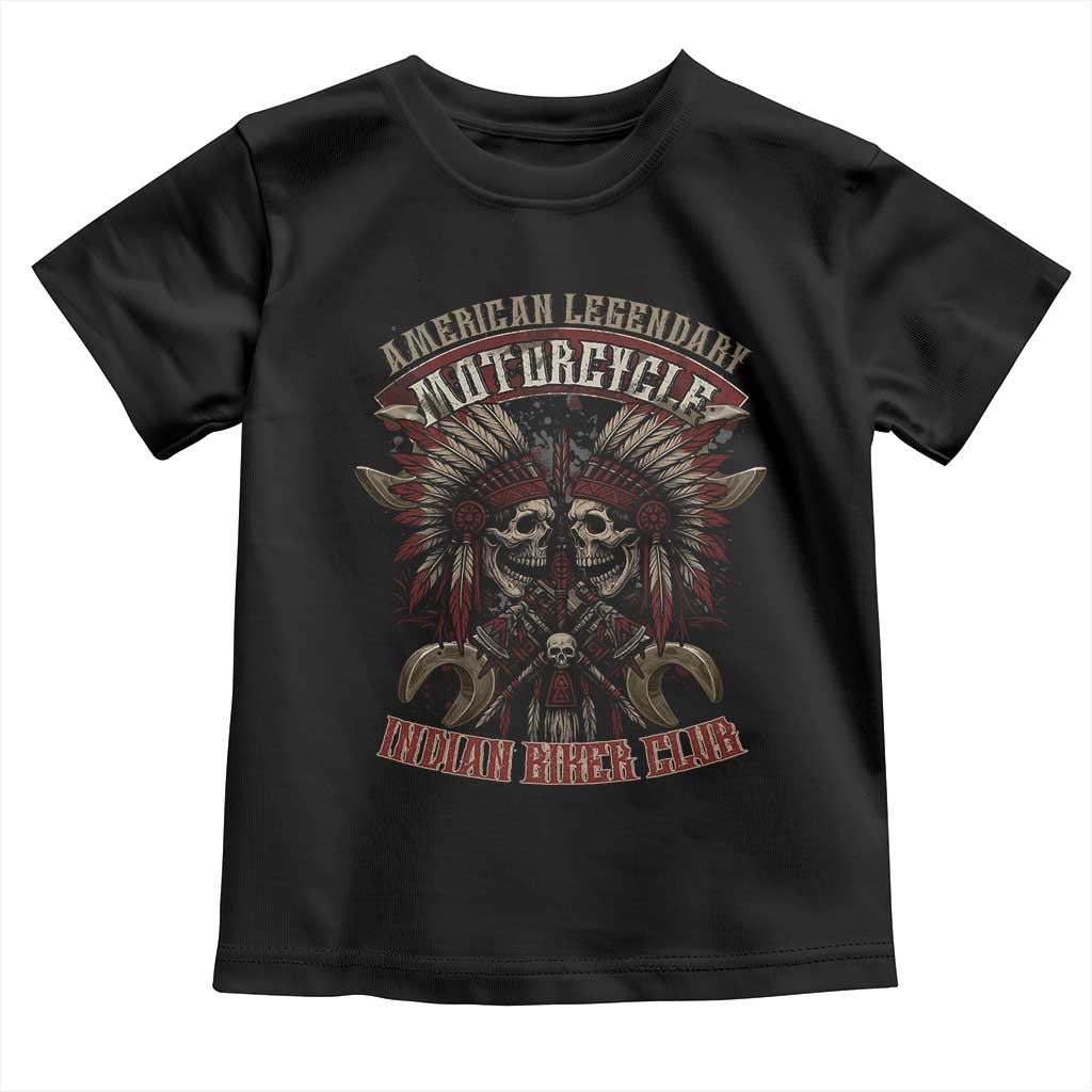 American Legendary Motorcycle Indian Biker Club Toddler T Shirt Vintage Native American Skull Chief - Wonder Print Shop