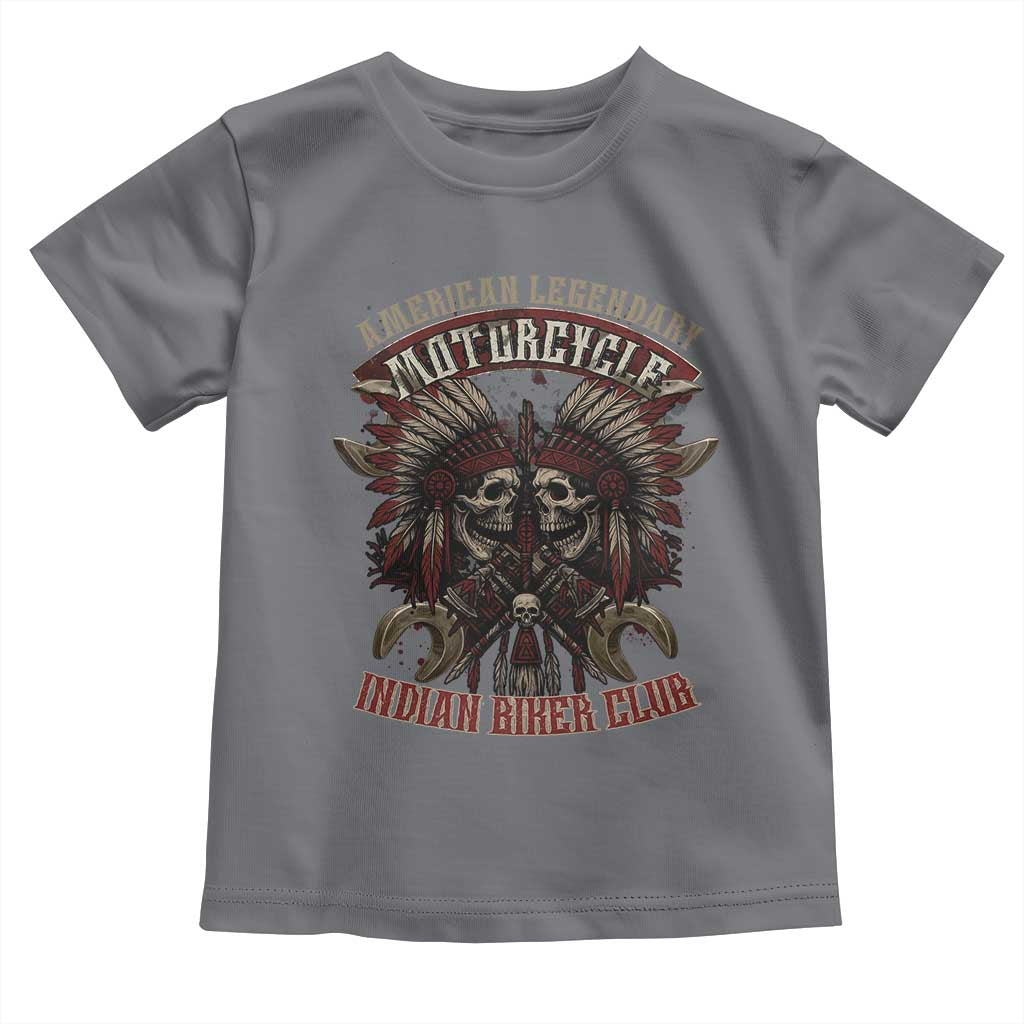 American Legendary Motorcycle Indian Biker Club Toddler T Shirt Vintage Native American Skull Chief - Wonder Print Shop