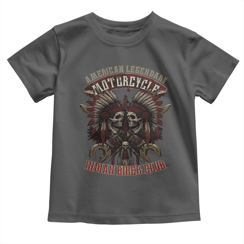 American Legendary Motorcycle Indian Biker Club Toddler T Shirt Vintage Native American Skull Chief - Wonder Print Shop