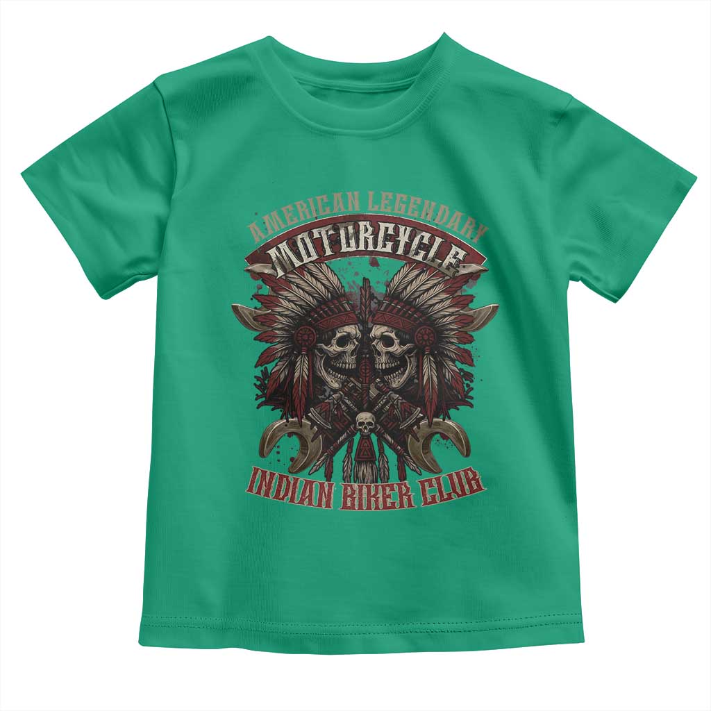American Legendary Motorcycle Indian Biker Club Toddler T Shirt Vintage Native American Skull Chief - Wonder Print Shop