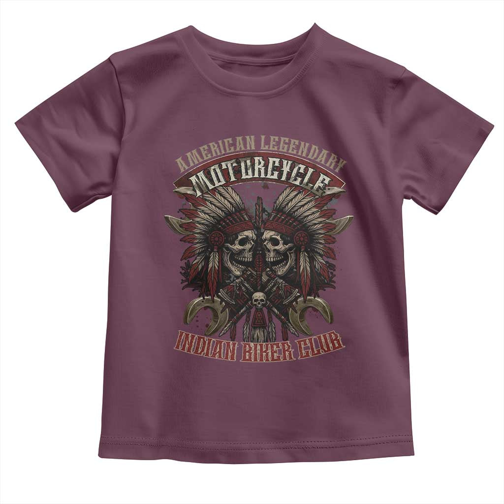 American Legendary Motorcycle Indian Biker Club Toddler T Shirt Vintage Native American Skull Chief - Wonder Print Shop