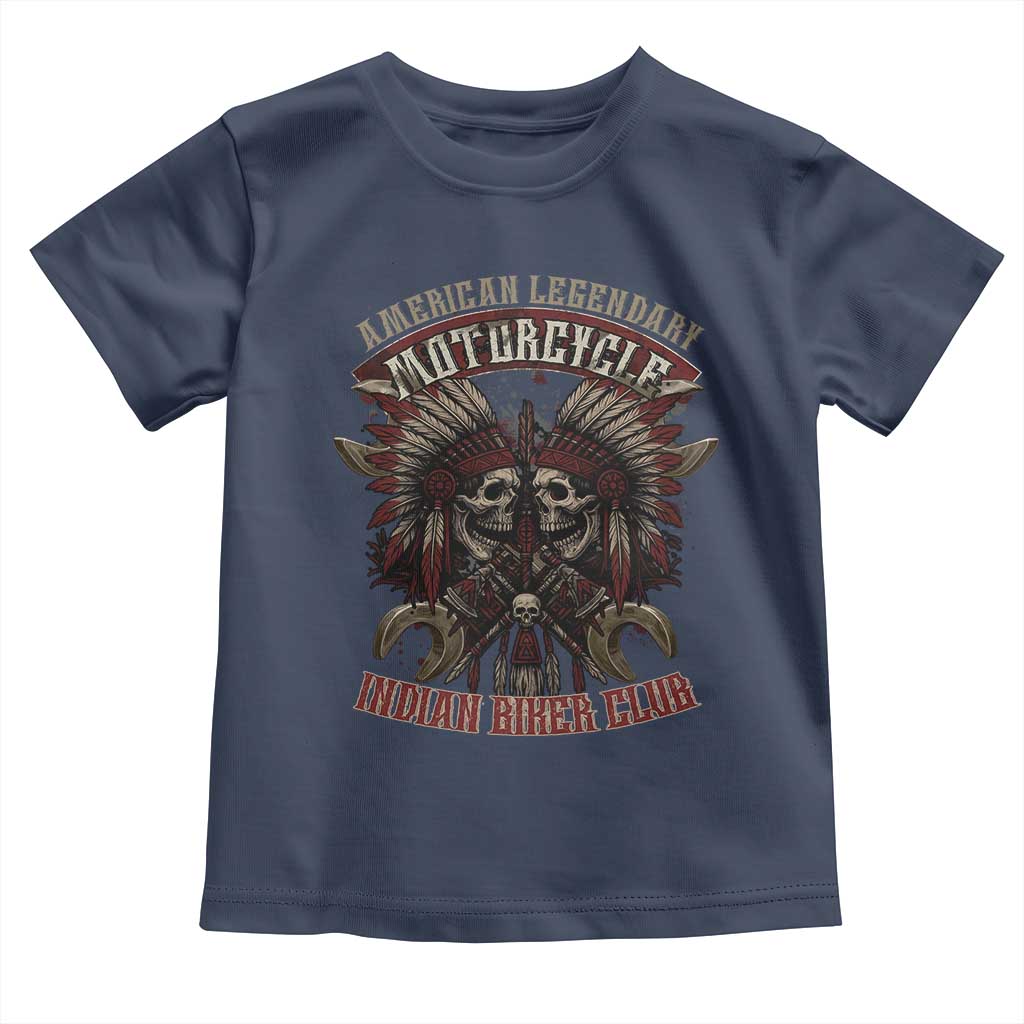 American Legendary Motorcycle Indian Biker Club Toddler T Shirt Vintage Native American Skull Chief - Wonder Print Shop