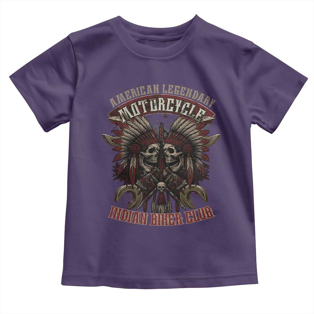 American Legendary Motorcycle Indian Biker Club Toddler T Shirt Vintage Native American Skull Chief - Wonder Print Shop