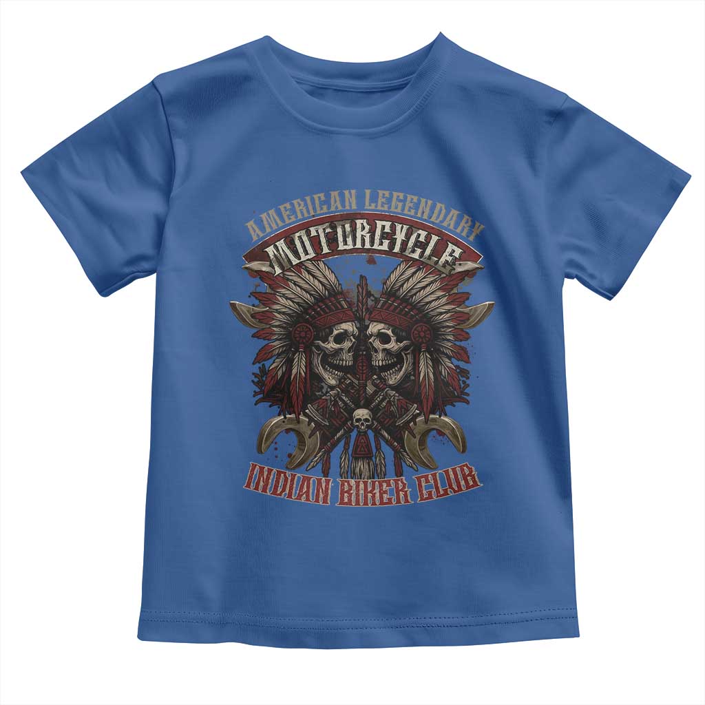 American Legendary Motorcycle Indian Biker Club Toddler T Shirt Vintage Native American Skull Chief - Wonder Print Shop