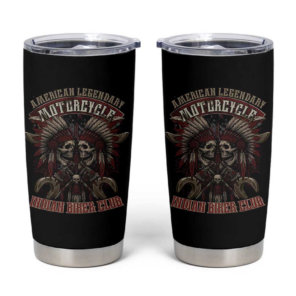 American Legendary Motorcycle Indian Biker Club Tumbler Cup Vintage Native American Skull Chief - Wonder Print Shop