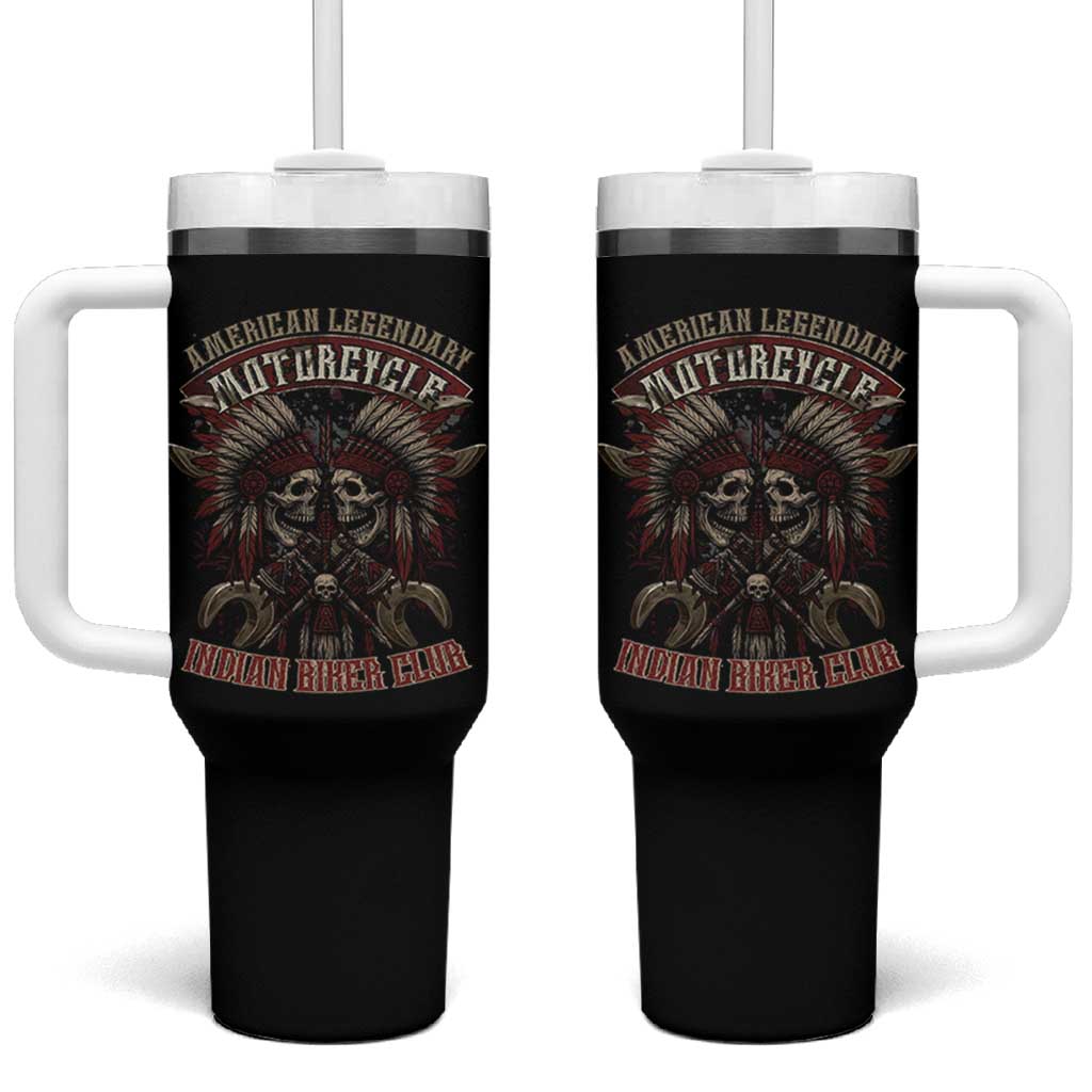 American Legendary Motorcycle Indian Biker Club Tumbler With Handle Vintage Native American Skull Chief - Wonder Print Shop