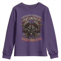 American Legendary Motorcycle Indian Biker Club Youth Sweatshirt Vintage Native American Skull Chief - Wonder Print Shop