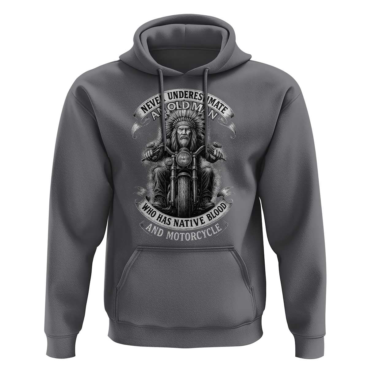 Never Underestimate An Old Man Who Has Native Blood And Motorcycle Hoodie Native American Biker - Wonder Print Shop