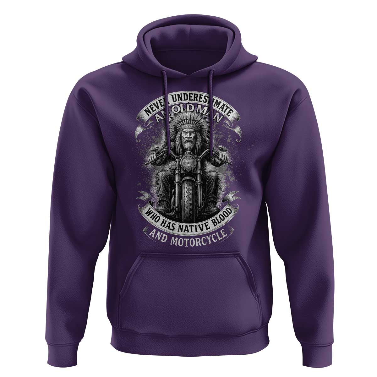 Never Underestimate An Old Man Who Has Native Blood And Motorcycle Hoodie Native American Biker - Wonder Print Shop