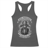 Never Underestimate An Old Man Who Has Native Blood And Motorcycle Racerback Tank Top Native American Biker - Wonder Print Shop