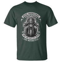 Never Underestimate An Old Man Who Has Native Blood And Motorcycle T Shirt Native American Biker - Wonder Print Shop