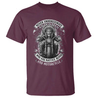 Never Underestimate An Old Man Who Has Native Blood And Motorcycle T Shirt Native American Biker - Wonder Print Shop