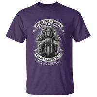Never Underestimate An Old Man Who Has Native Blood And Motorcycle T Shirt Native American Biker - Wonder Print Shop
