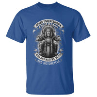 Never Underestimate An Old Man Who Has Native Blood And Motorcycle T Shirt Native American Biker - Wonder Print Shop