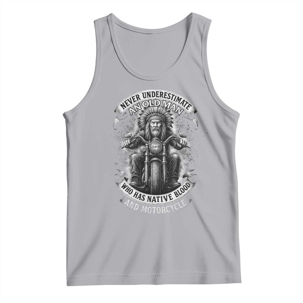 Never Underestimate An Old Man Who Has Native Blood And Motorcycle Tank Top Native American Biker - Wonder Print Shop