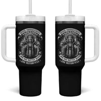 Never Underestimate An Old Man Who Has Native Blood And Motorcycle Tumbler With Handle Native American Biker - Wonder Print Shop