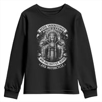 Never Underestimate An Old Man Who Has Native Blood And Motorcycle Youth Sweatshirt Native American Biker - Wonder Print Shop