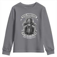 Never Underestimate An Old Man Who Has Native Blood And Motorcycle Youth Sweatshirt Native American Biker - Wonder Print Shop