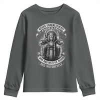 Never Underestimate An Old Man Who Has Native Blood And Motorcycle Youth Sweatshirt Native American Biker - Wonder Print Shop