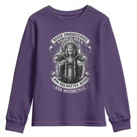 Never Underestimate An Old Man Who Has Native Blood And Motorcycle Youth Sweatshirt Native American Biker - Wonder Print Shop