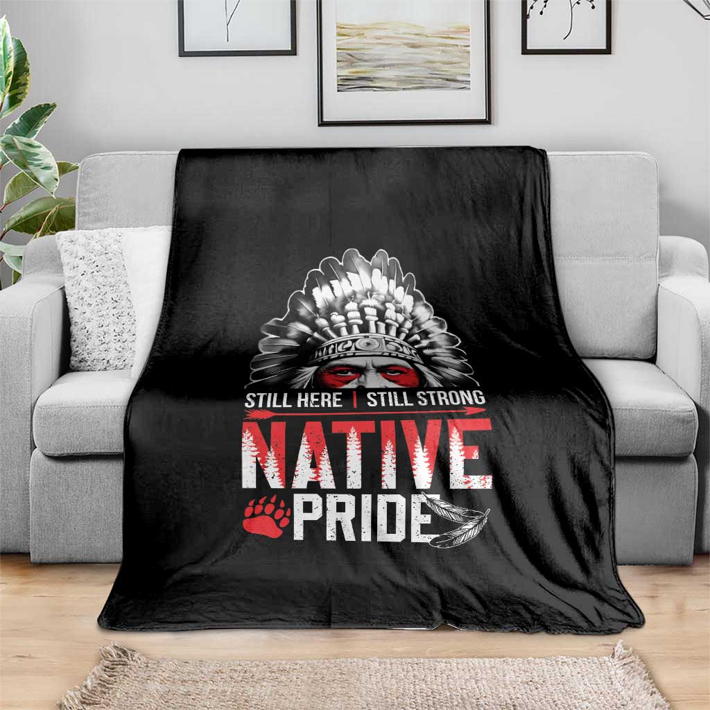 Still Here Still Strong Native Pride Throw Blanket Native American Feather - Wonder Print Shop