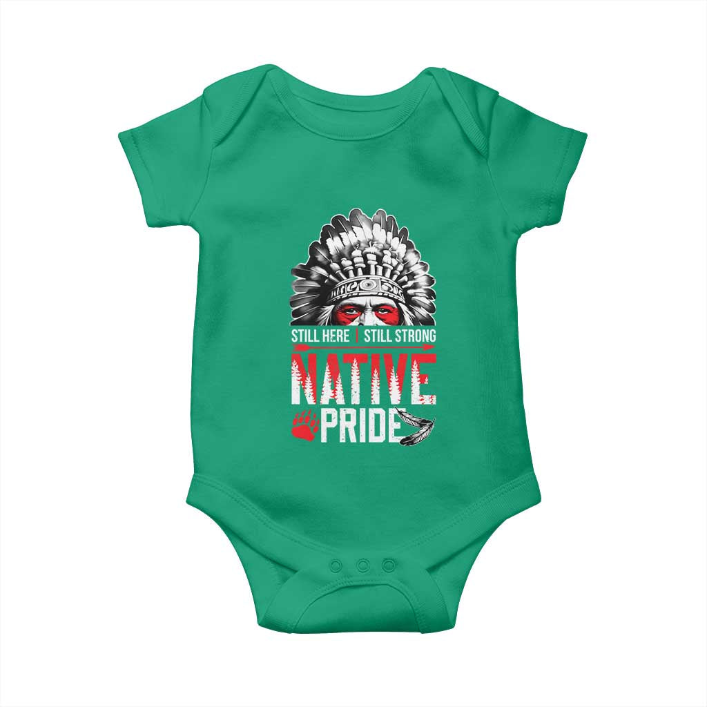 Still Here Still Strong Native Pride Baby Onesie Native American Feather - Wonder Print Shop