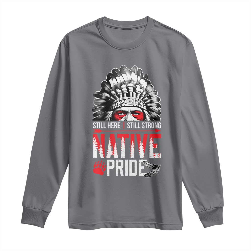 Still Here Still Strong Native Pride Long Sleeve Shirt Native American Feather - Wonder Print Shop