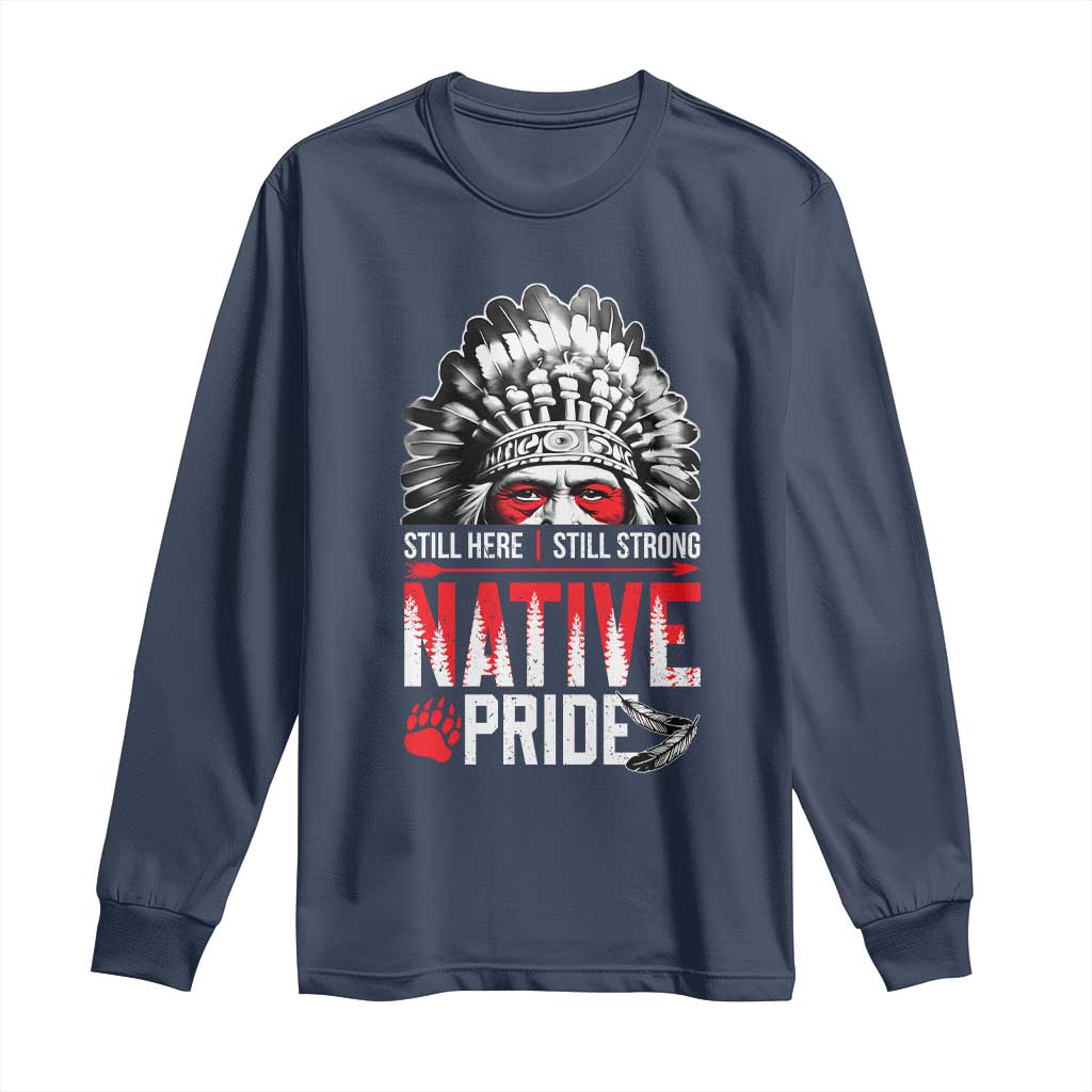 Still Here Still Strong Native Pride Long Sleeve Shirt Native American Feather - Wonder Print Shop