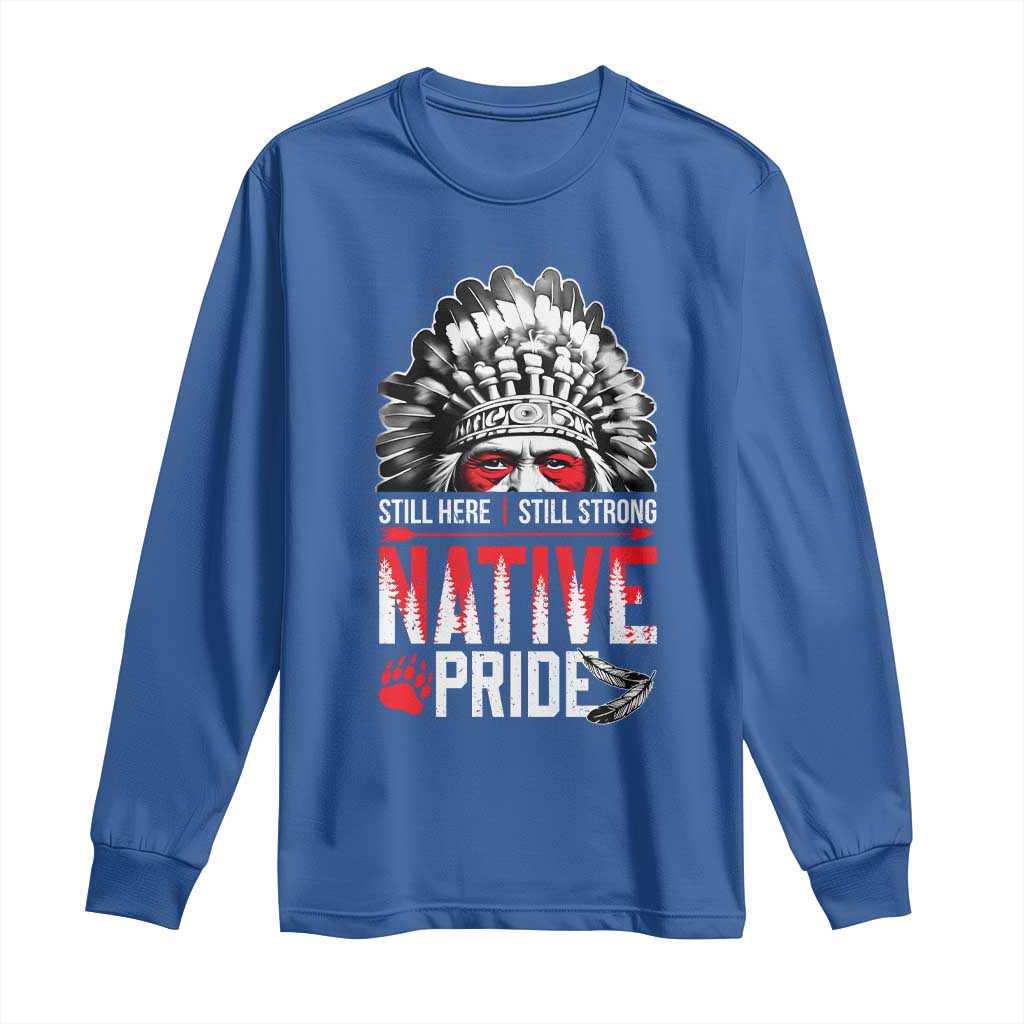 Still Here Still Strong Native Pride Long Sleeve Shirt Native American Feather - Wonder Print Shop