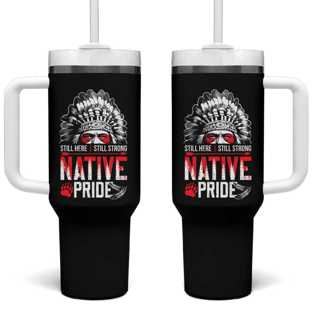 Still Here Still Strong Native Pride Tumbler With Handle Native American Feather - Wonder Print Shop