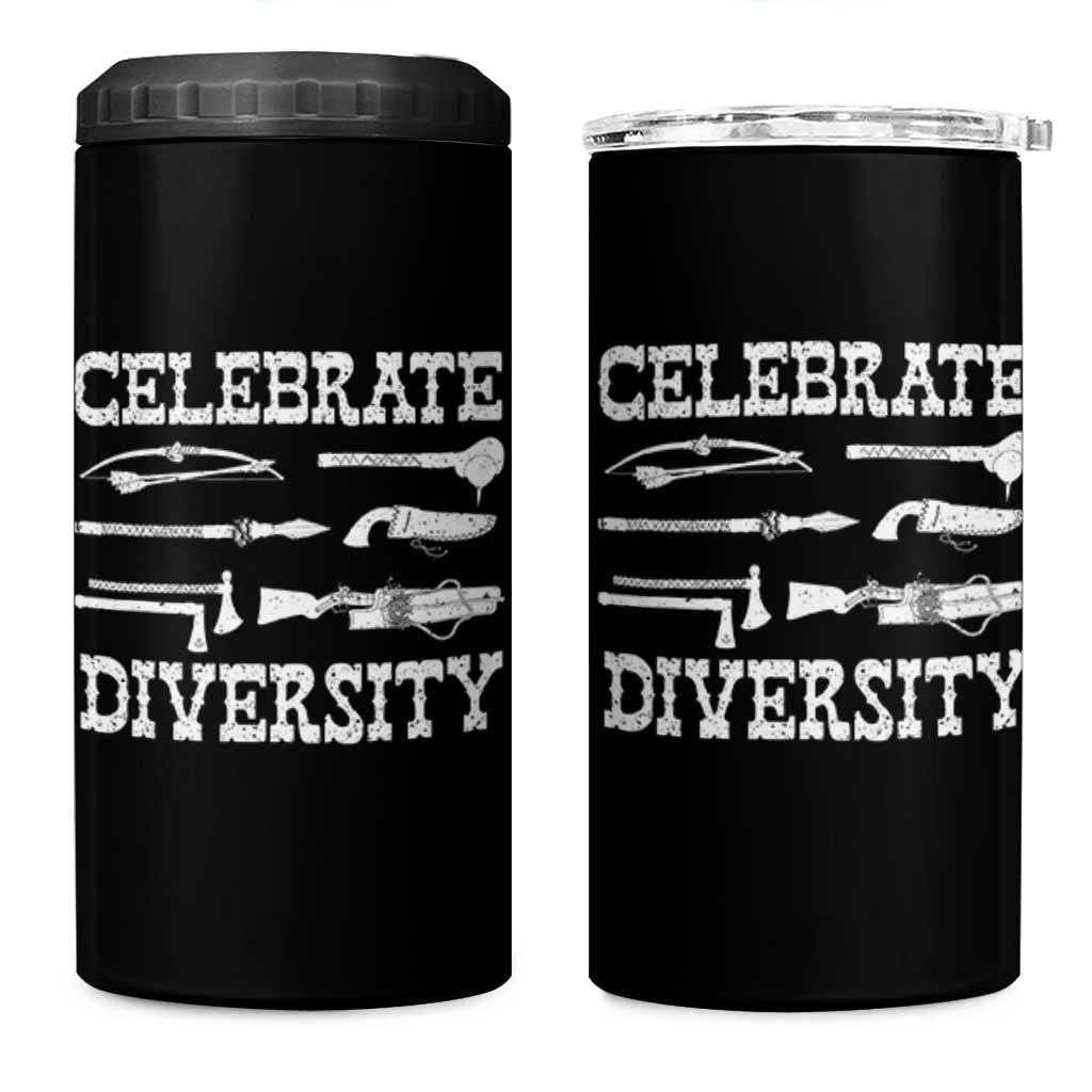 Native American Weapon Celebrate Diversity 4 in 1 Can Cooler Tumbler Indigenous Pride - Wonder Print Shop